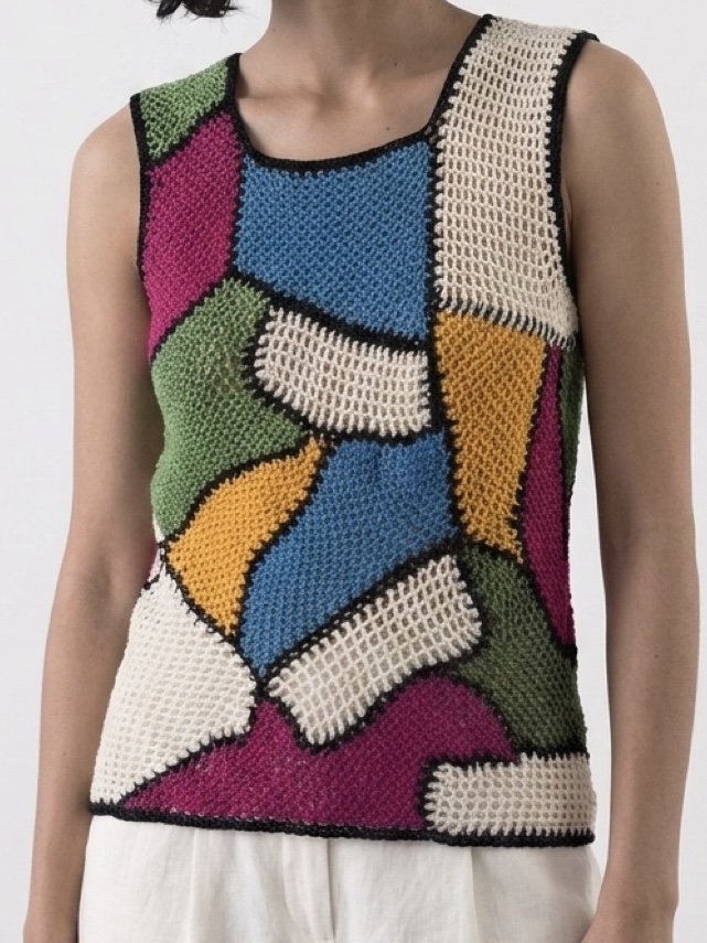 Multicolor patchwork crochet top
